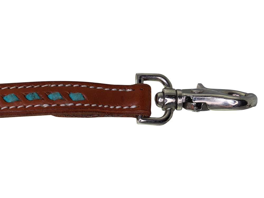 Western Split Reins with Turquoise Buckstitching