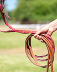 Western Split Reins with Pink Braiding